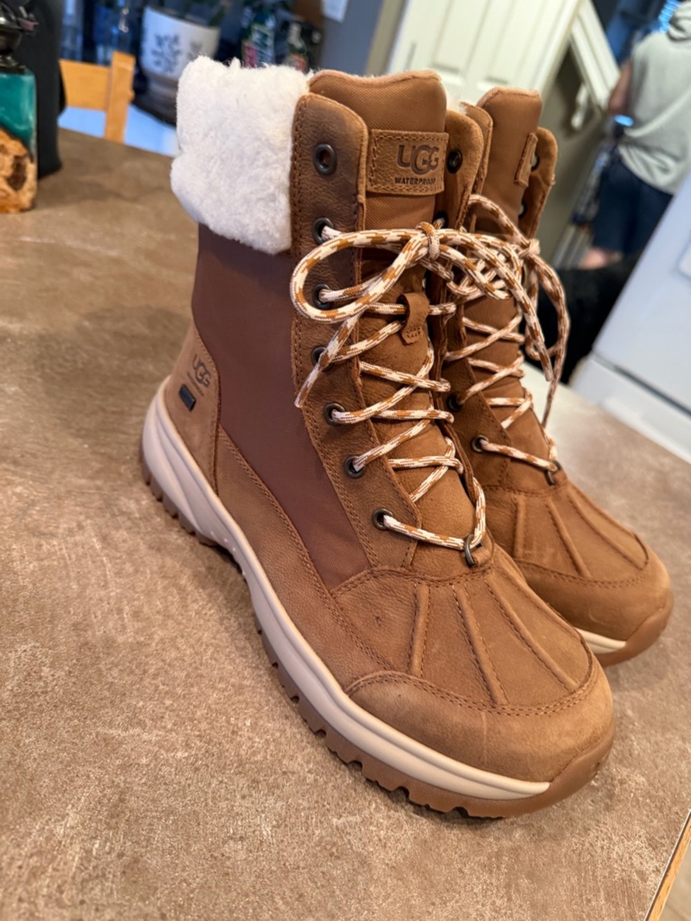 UGG Chestnut Suede Slip-On Shearling Mule